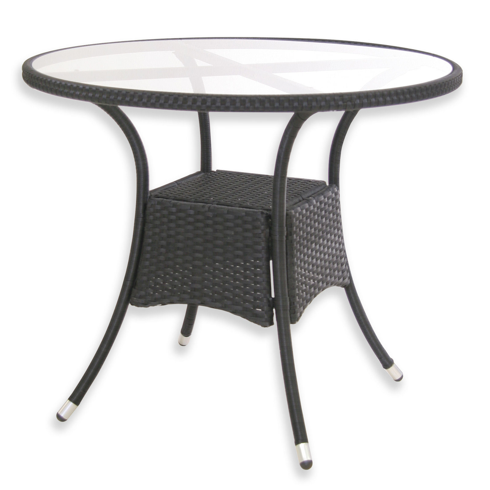 Gardiola Gartentisch - schwarz - Rattan-Optik - rund