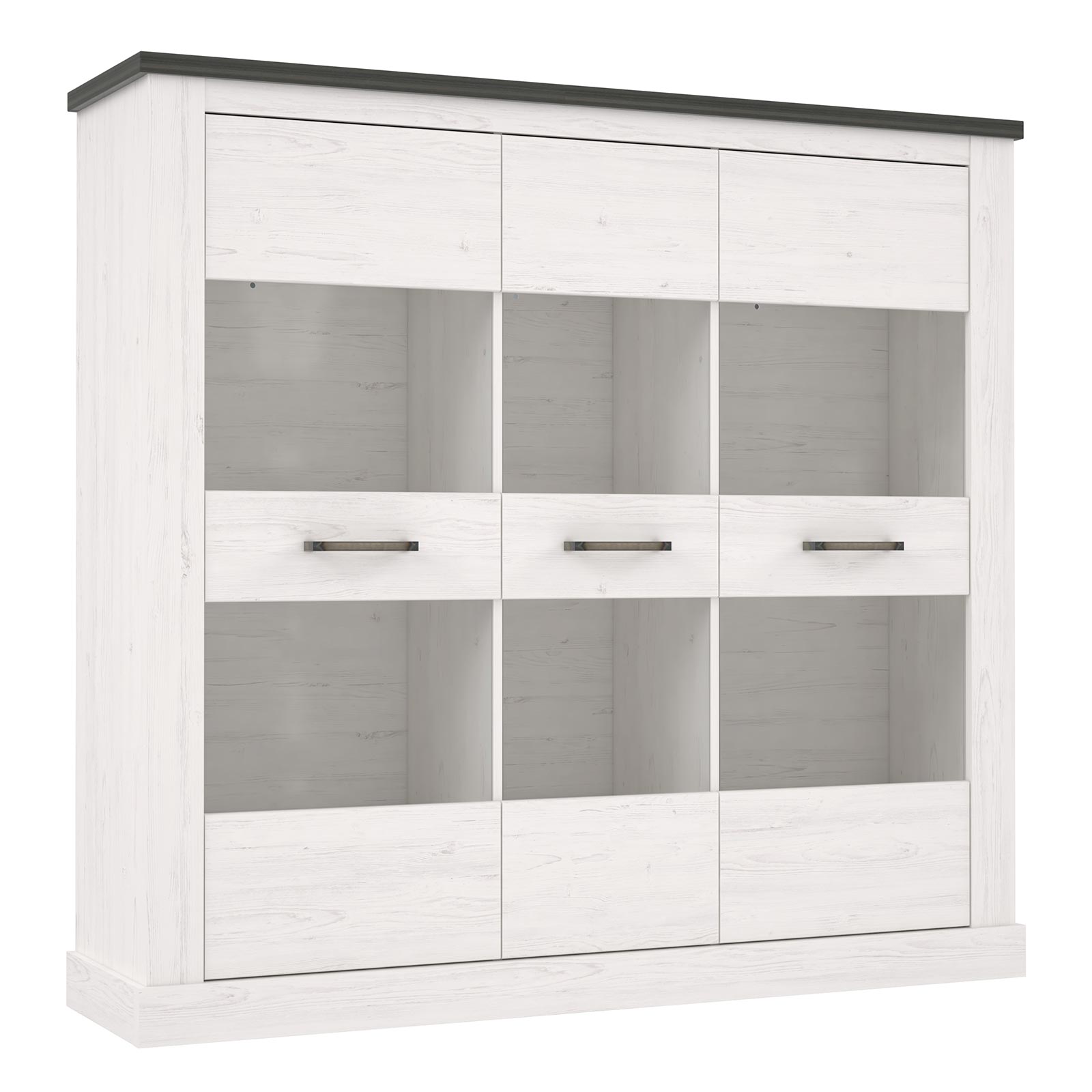 Highboardvitrine - Pinie weiß - Touchwood - 160 cm