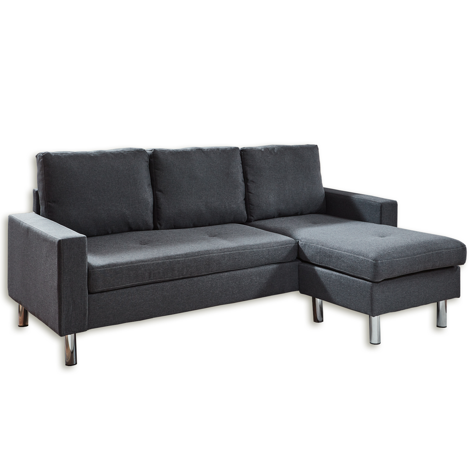 Ecksofa - grau - Webstoff - beidseitig montierbar