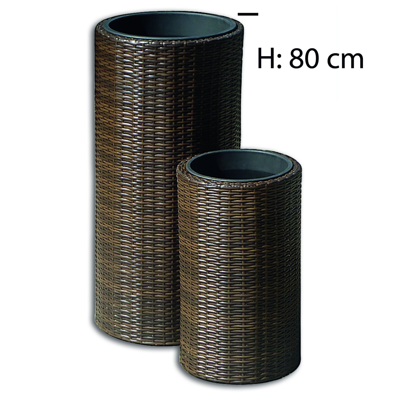 Pflanzkübel braun RattanOptik Höhe 80 cm Blumentöpfe