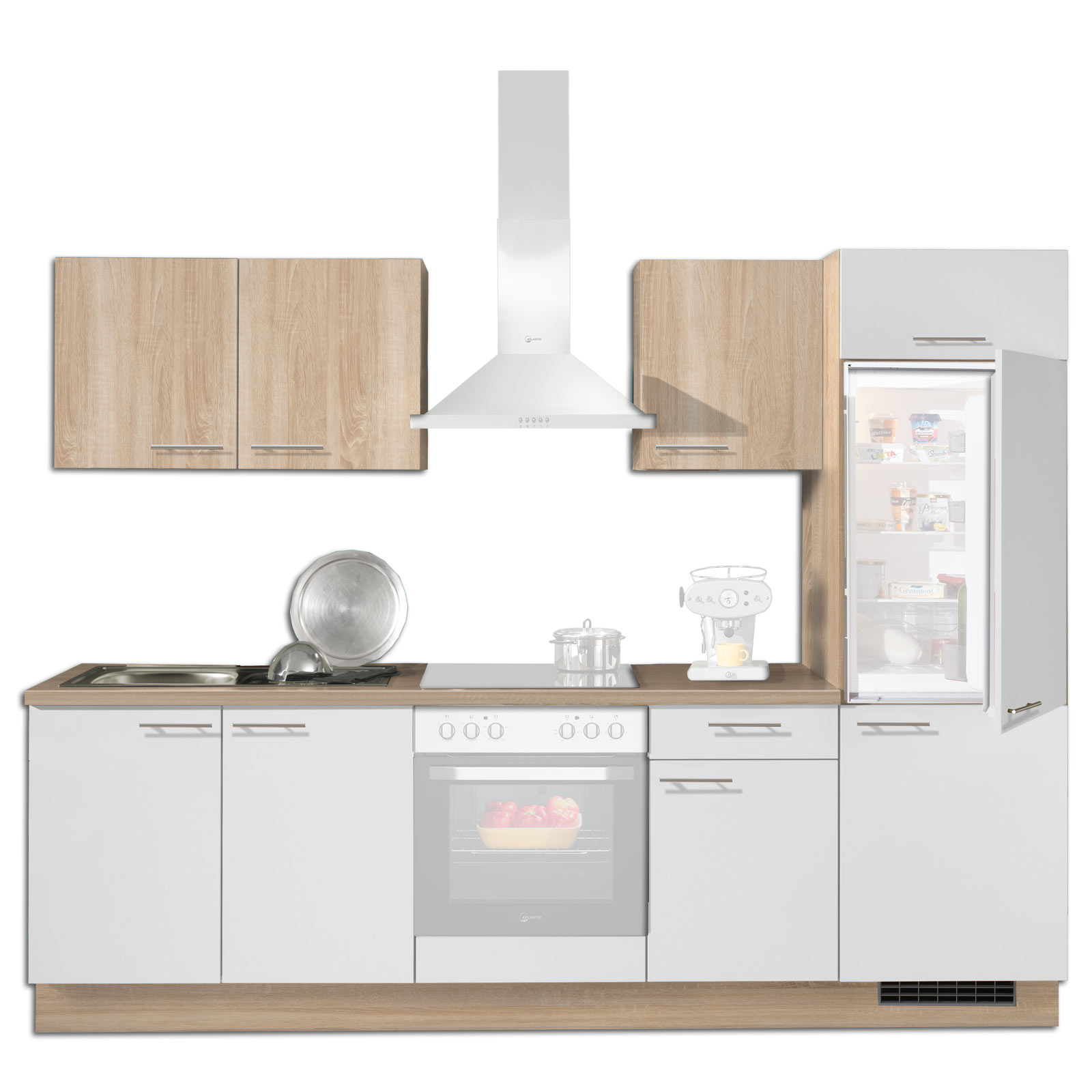 Küchenblock - weiß - Sonoma Eiche - 270 cm