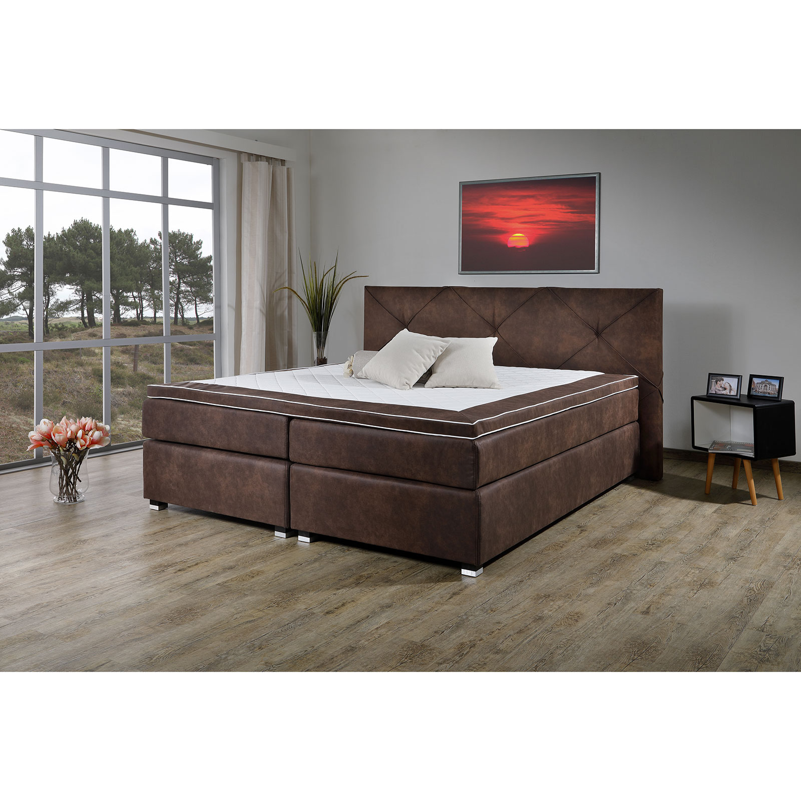 Boxspringbett - braun - 180x200 cm - H2