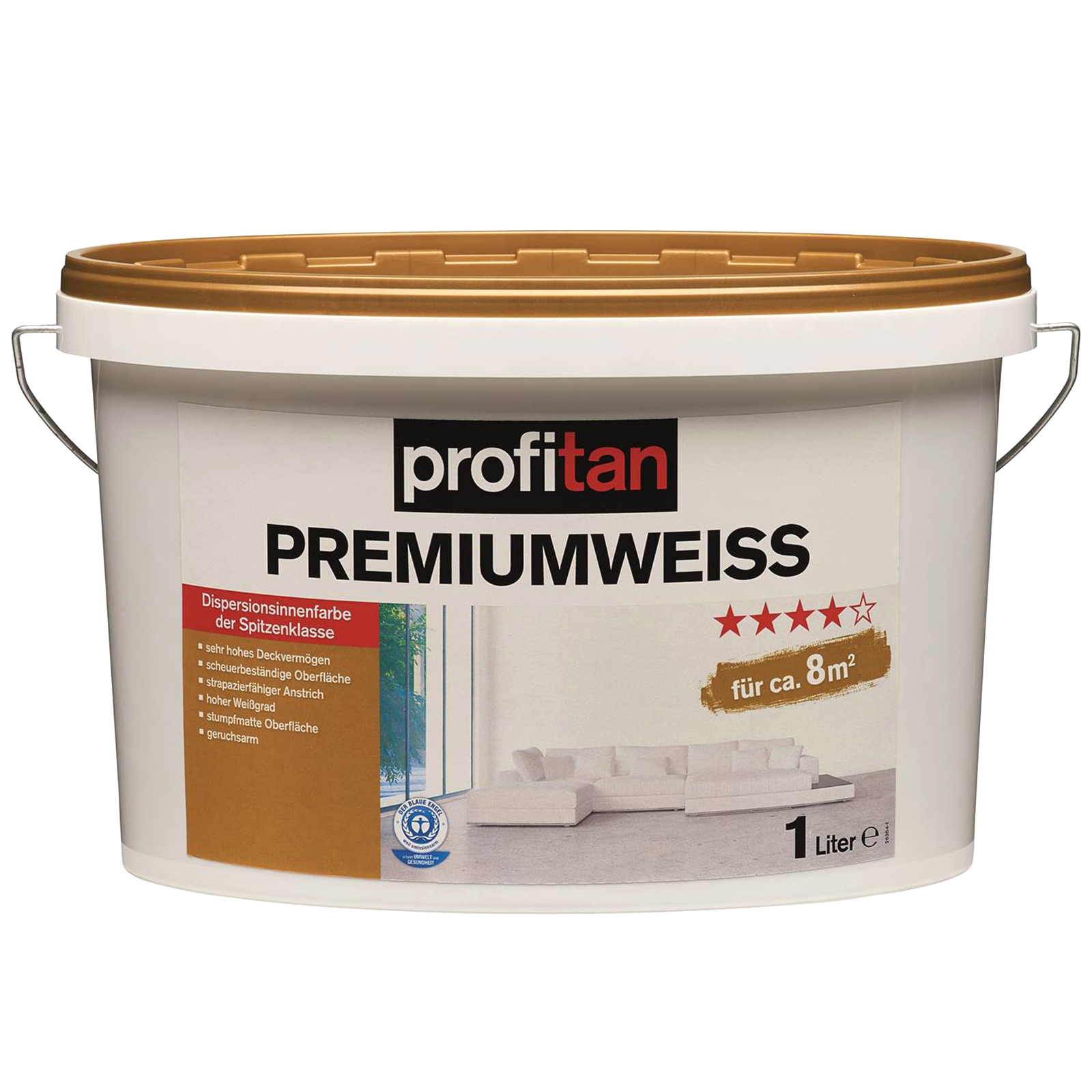 profitan Premiumweiß Wand- und Deckenfarbe - 1 Liter