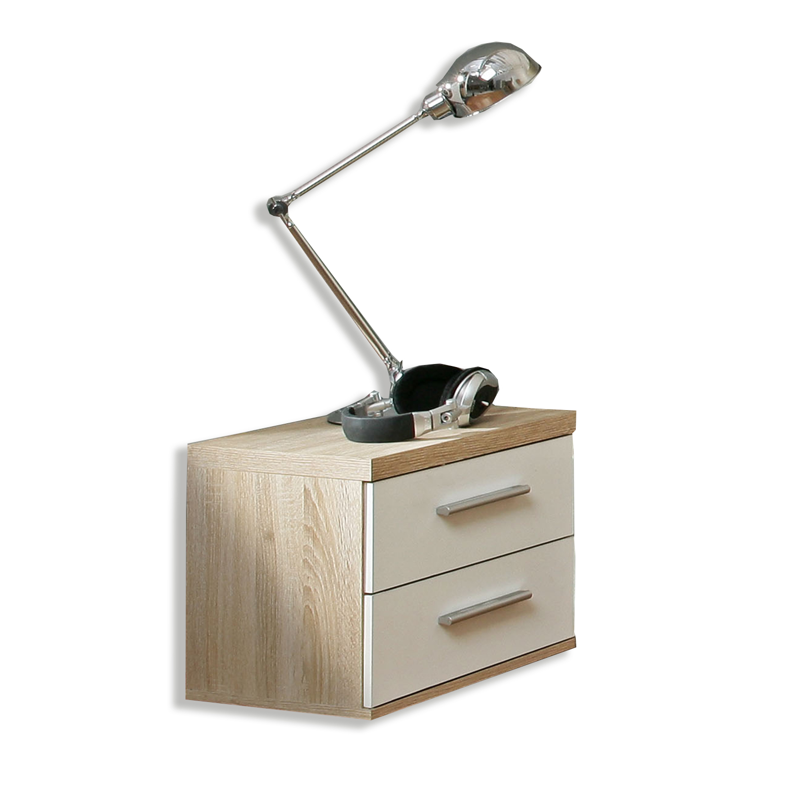 Nachtkommode - Sonoma Eiche-weiß - 38 cm