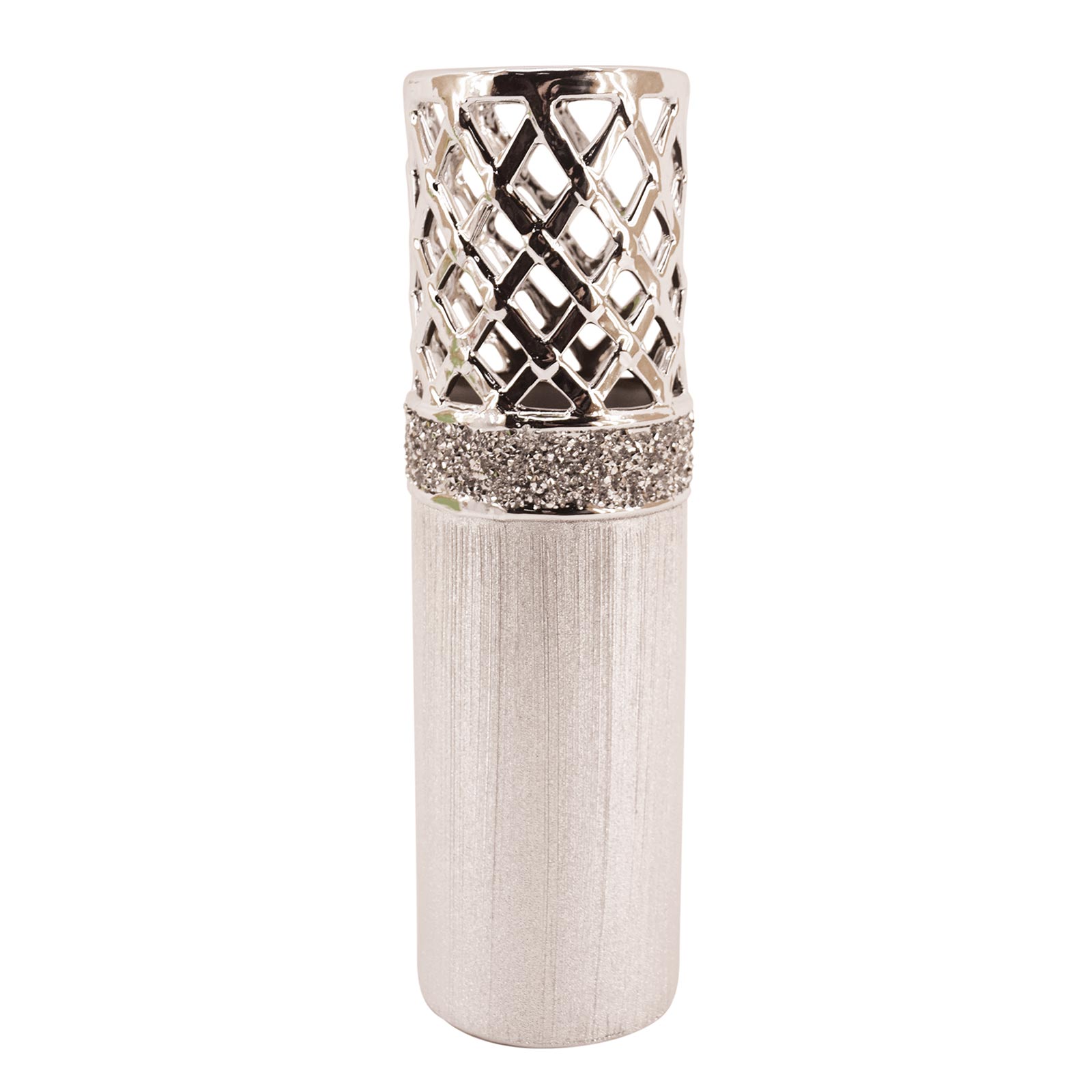 Deko-Vase - silber - 34,5 cm hoch | Online bei ROLLER kaufen Deko-Vase - silber - 34,5 cm hoch | Online bei ROLLER kaufen