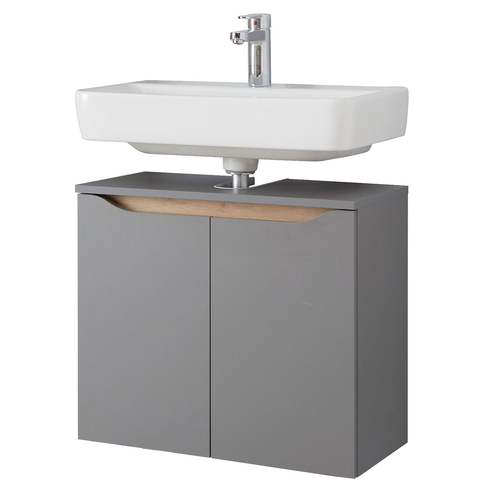 Waschbeckenunterschrank - quarzgrau-Eiche - 60 cm