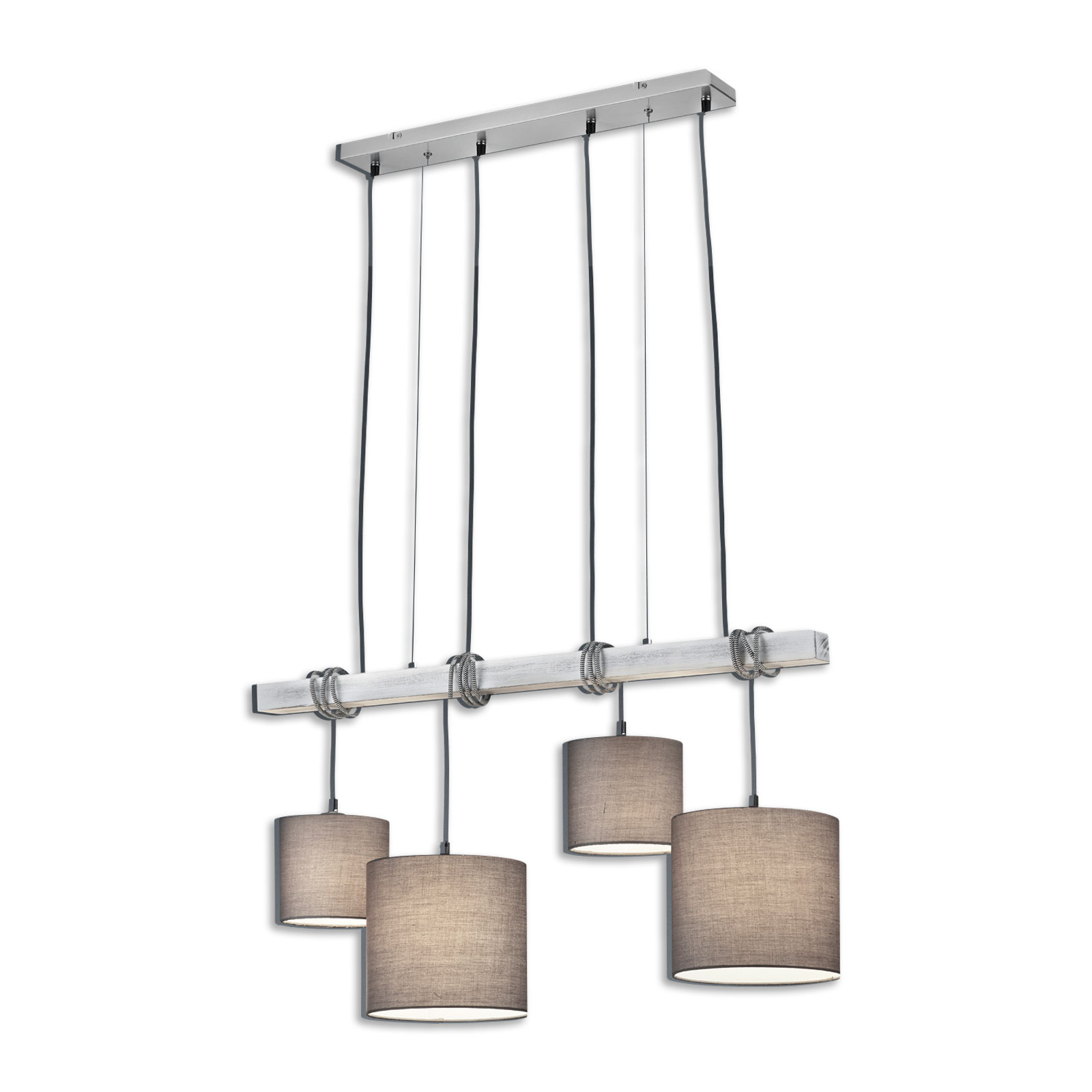 Pendelleuchte - Nickel matt-Holz grau - 4 flammig