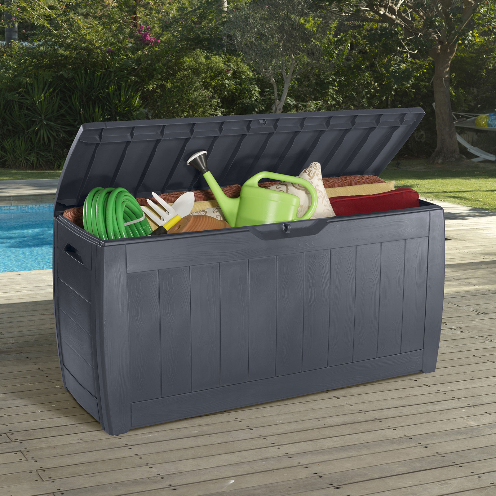 Aufbewahrungsbox HOLLYWOOD - Holzoptik graphit - 270 Liter