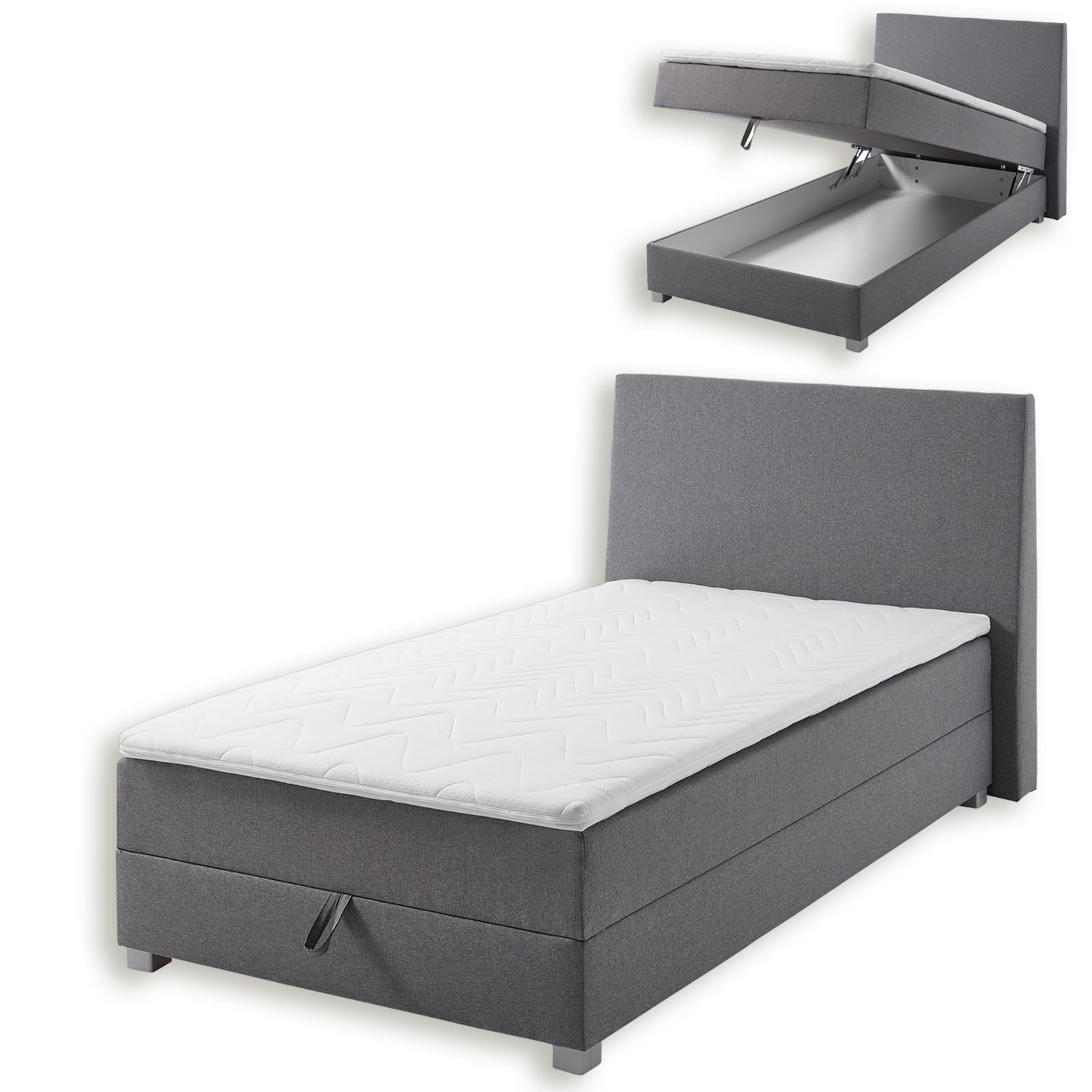 Boxspringbett - grau - H2 - 120x200 cm