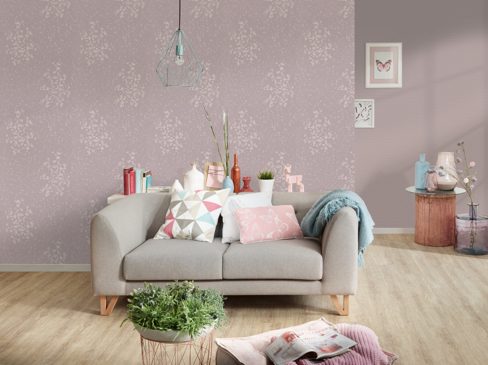 A.S. Creation Vliestapete Designdschungel by Laura N.- braun metallic-rosa - 10 Meter