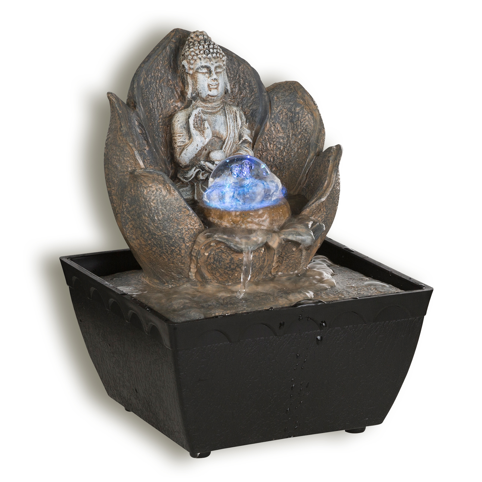 RGB-LED-Brunnen - schwarz-bronze - mit Pumpe
