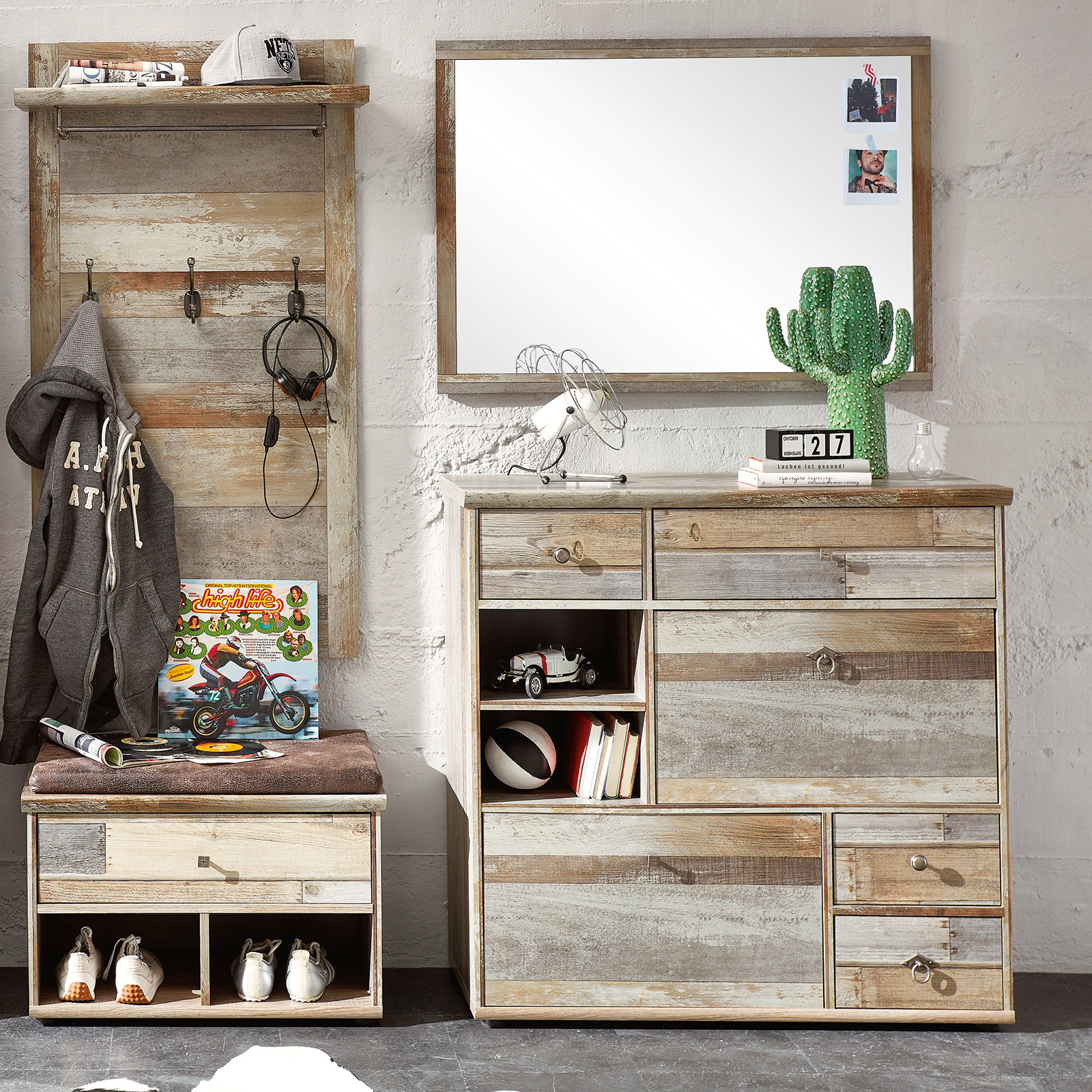 Schuhschrank - Driftwood - 99 cm breit