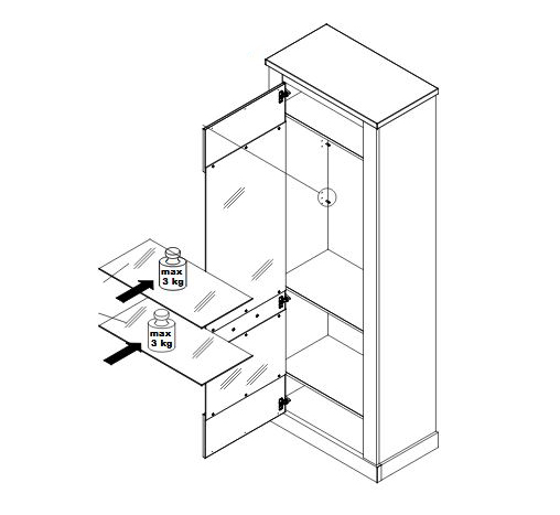 Vitrine - Pinie weiß - Touchwood - 211 cm hoch