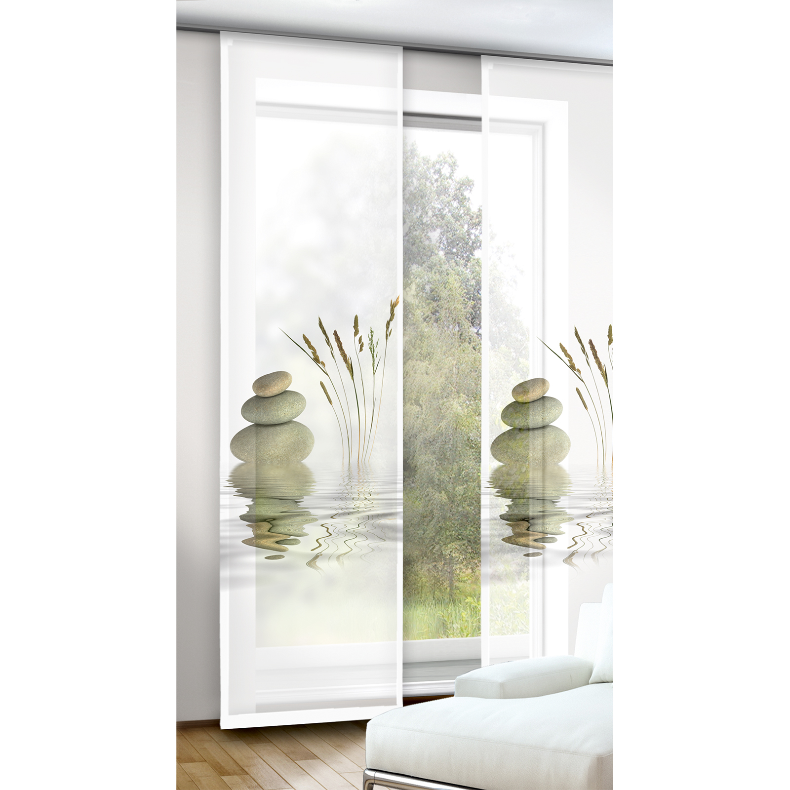 Schiebevorhang - weiß-braun - 60x245 cm