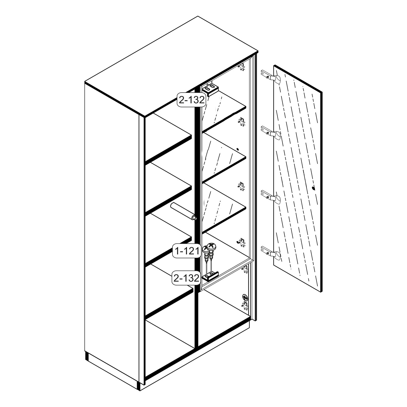 Vitrine - Asteiche-Lava matt Lack - 79 cm breit