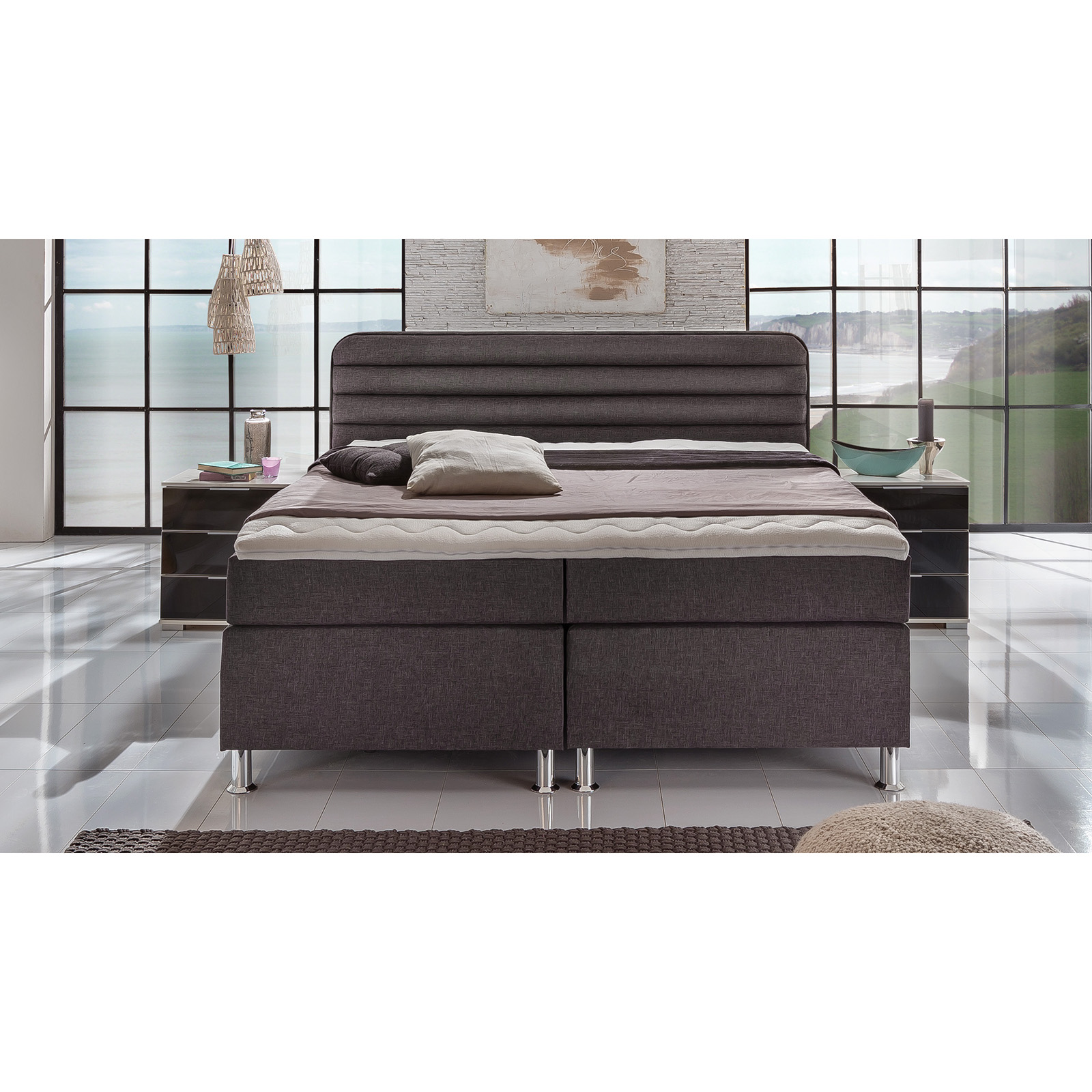 Boxspringbett - anthrazit - H2/H3 - 180x200 cm