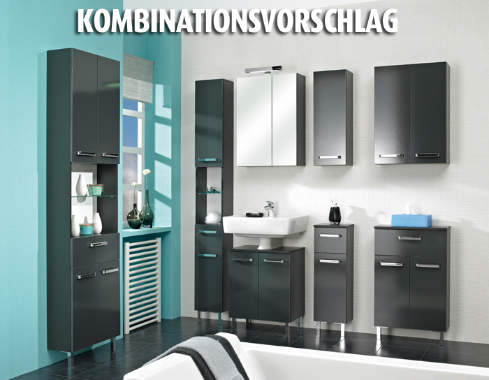 LED-Spiegelschrank - anthrazit - 50 cm breit