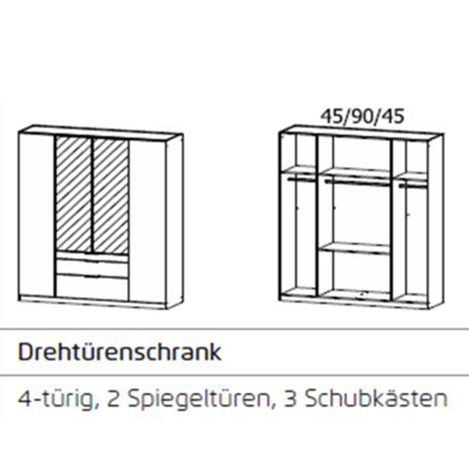 Drehtürenschrank - alpinweiß-weiß Hochglanz - 181 cm breit