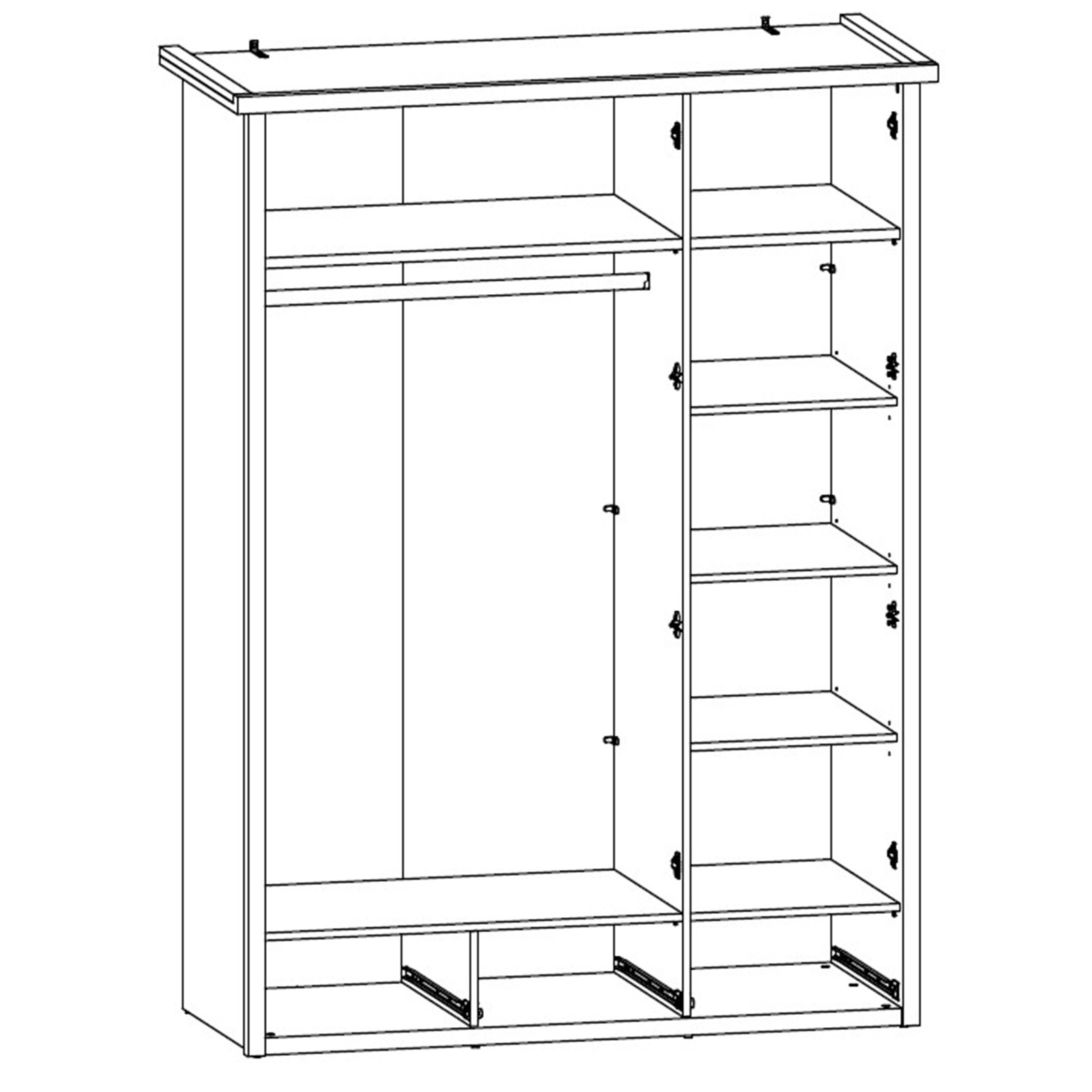Kleiderschrank - Pinie-weiß - Trüffel - 148 cm