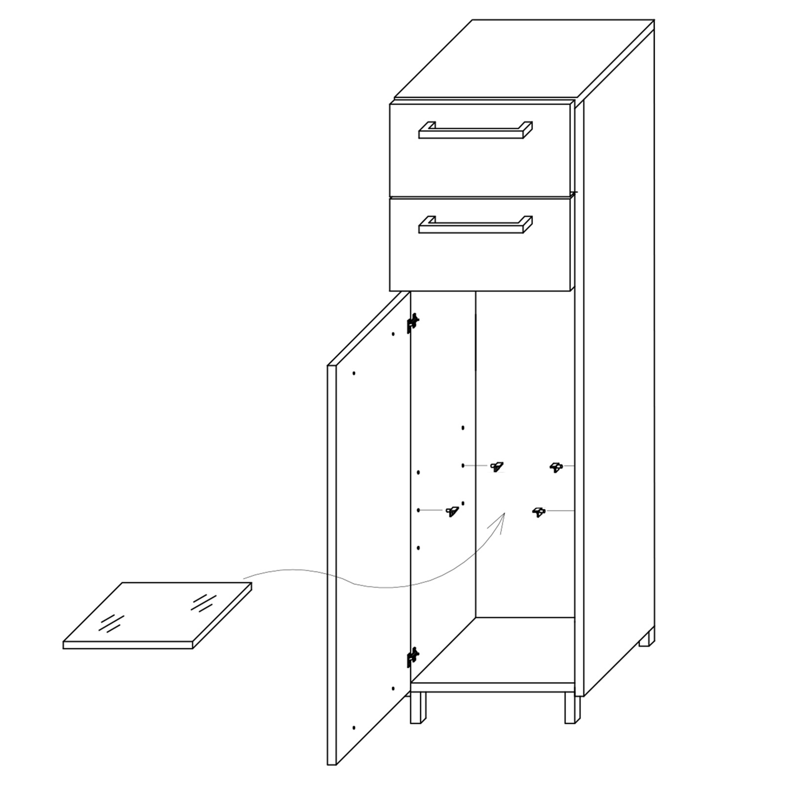 Unterschrank - anthrazit glänzend - 30 cm breit