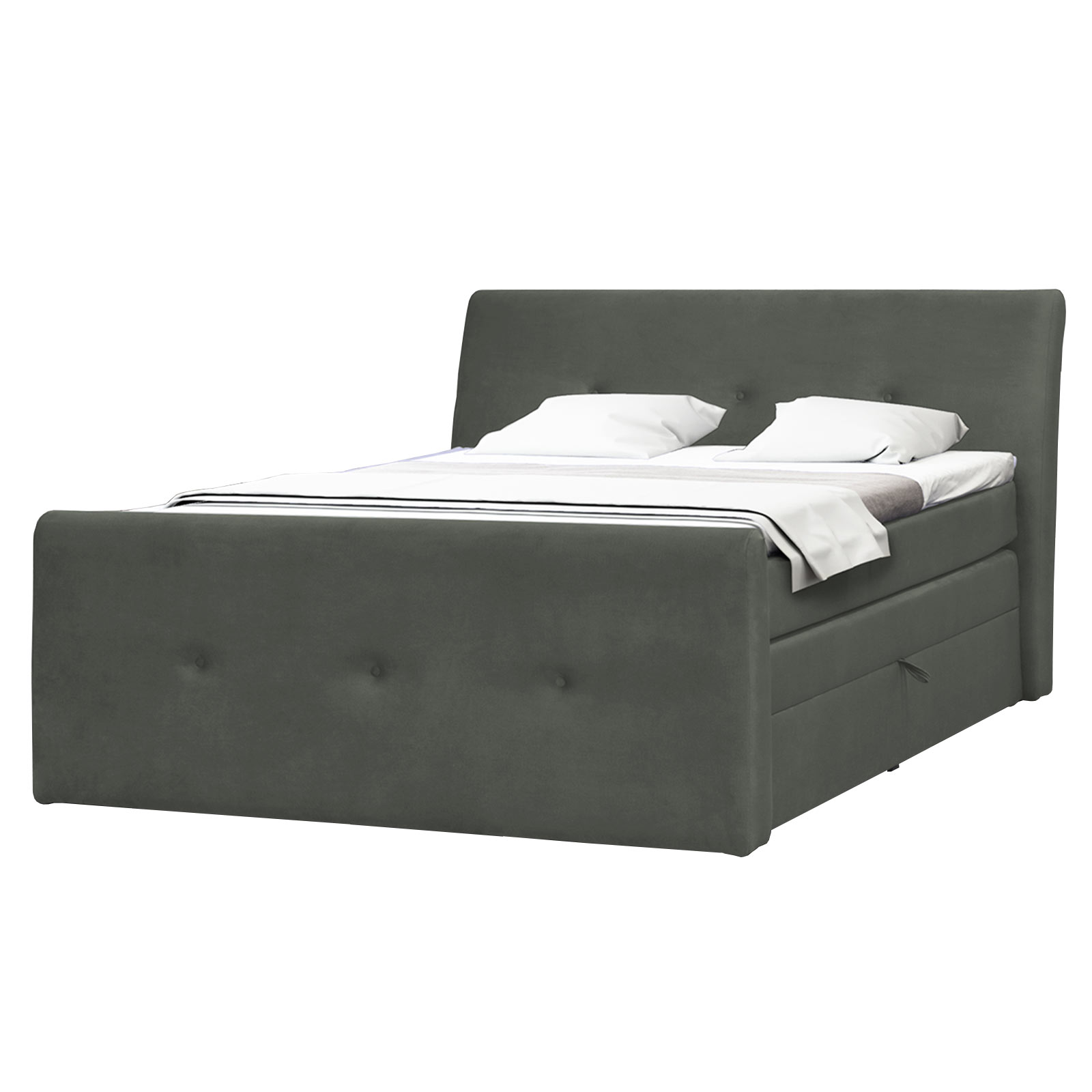 Boxspringbett - silber - H2 - Samtoptik - 180x200 cm