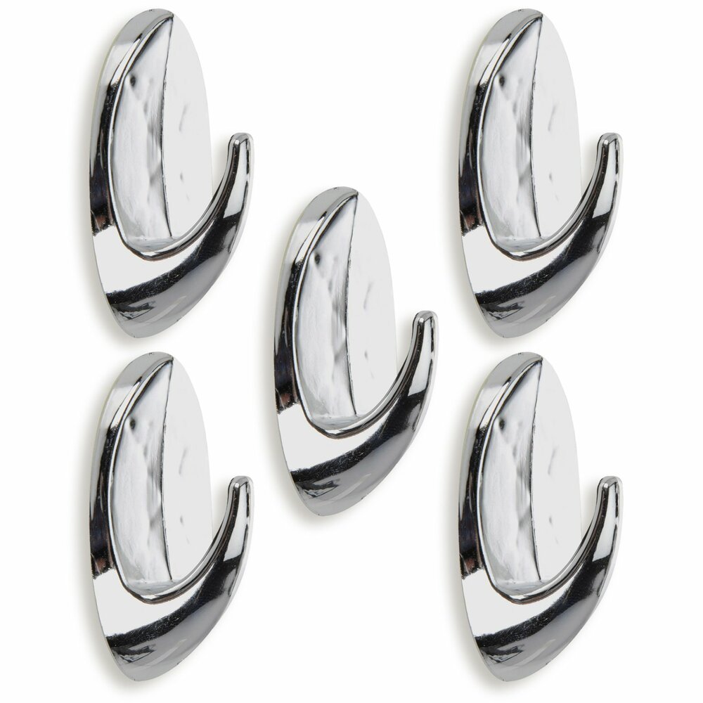 Klebe-Wandhaken - chromfarben - 5-teilig | Handtuchhalter | Bad