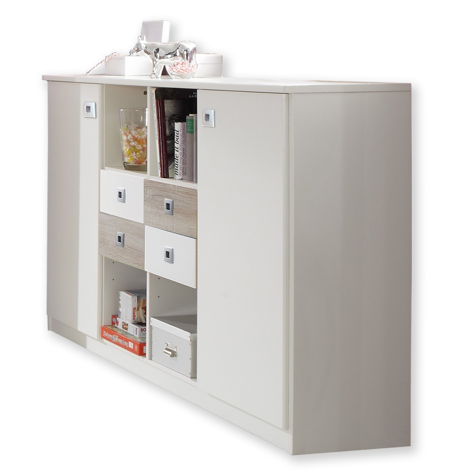 Sideboard SUNNY - Alpinweiß - Sonoma Eiche - 155x105 cm ...
