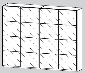 Schwebetürenschrank - grau metallic-Basaltglas - 211 cm hoch