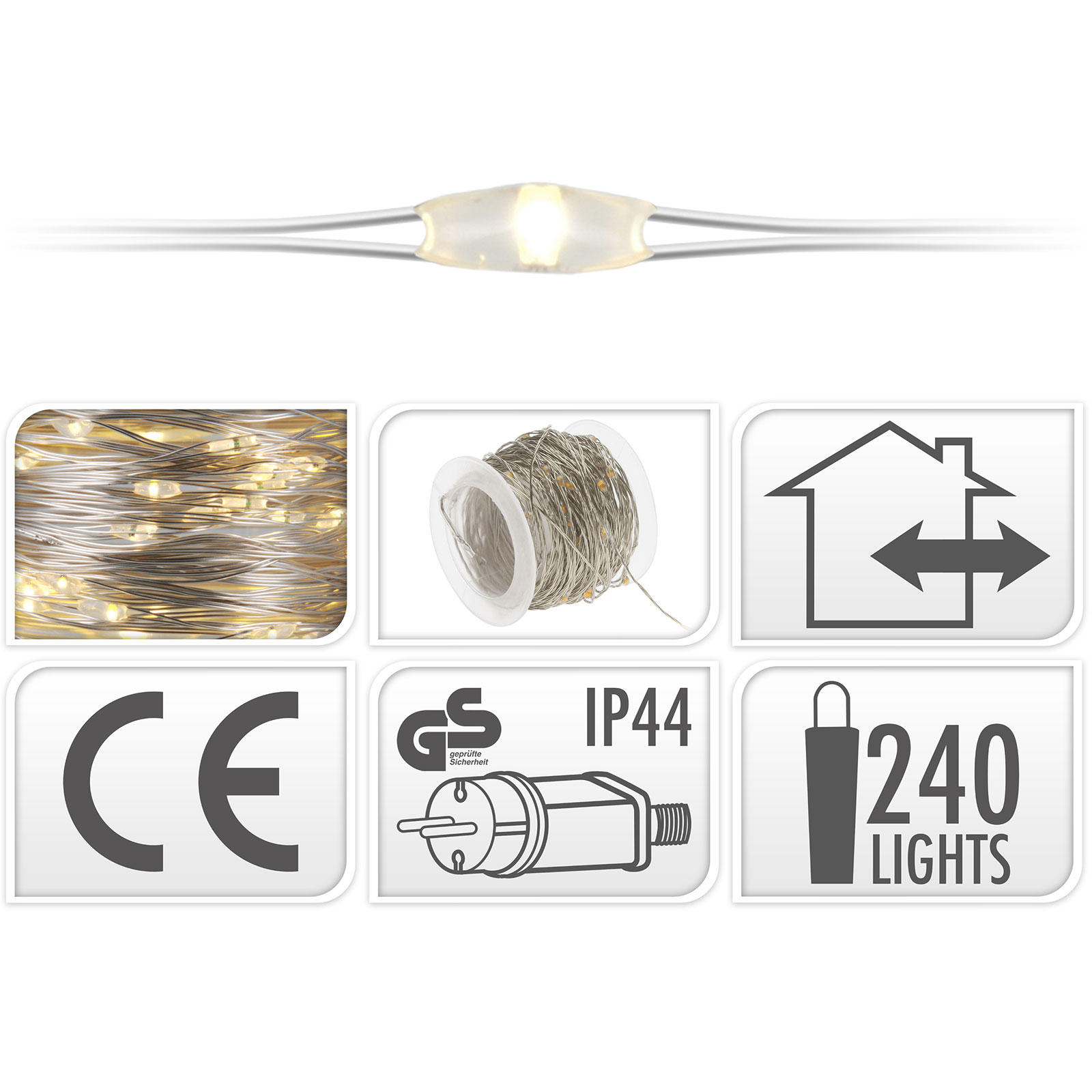 LED-Drahtbeleuchtung - warmweiß - 24 Meter