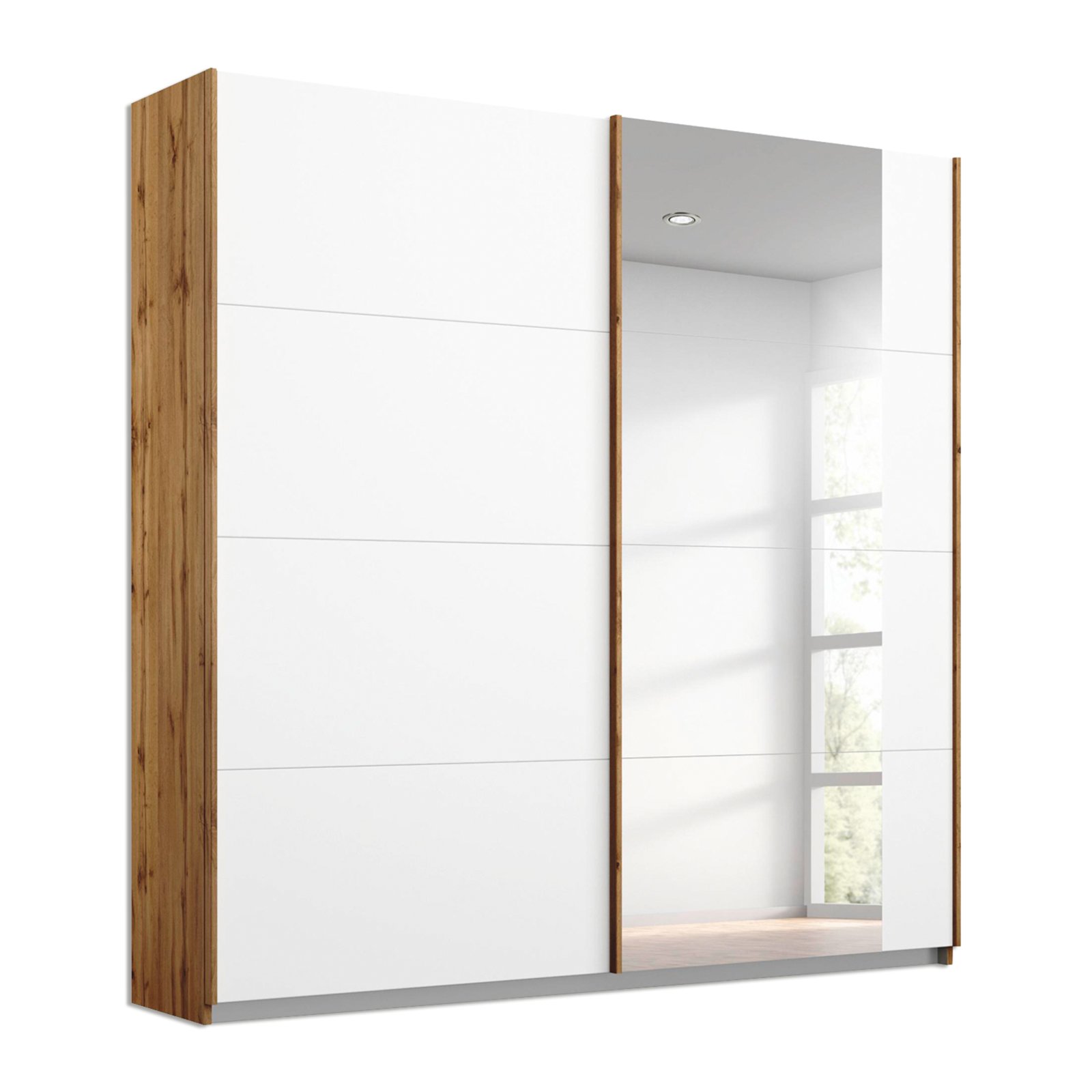 Schwebetürenschrank - weiß-Eiche Wotan - 226 cm | Online bei ROLLER kaufen