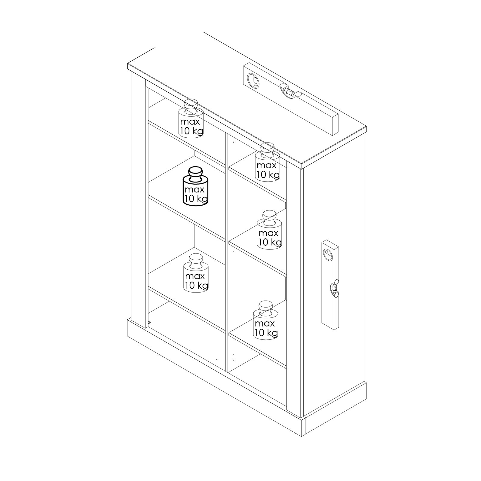 Highboardvitrine - Pinie weiß-Touchwood - 111 cm breit