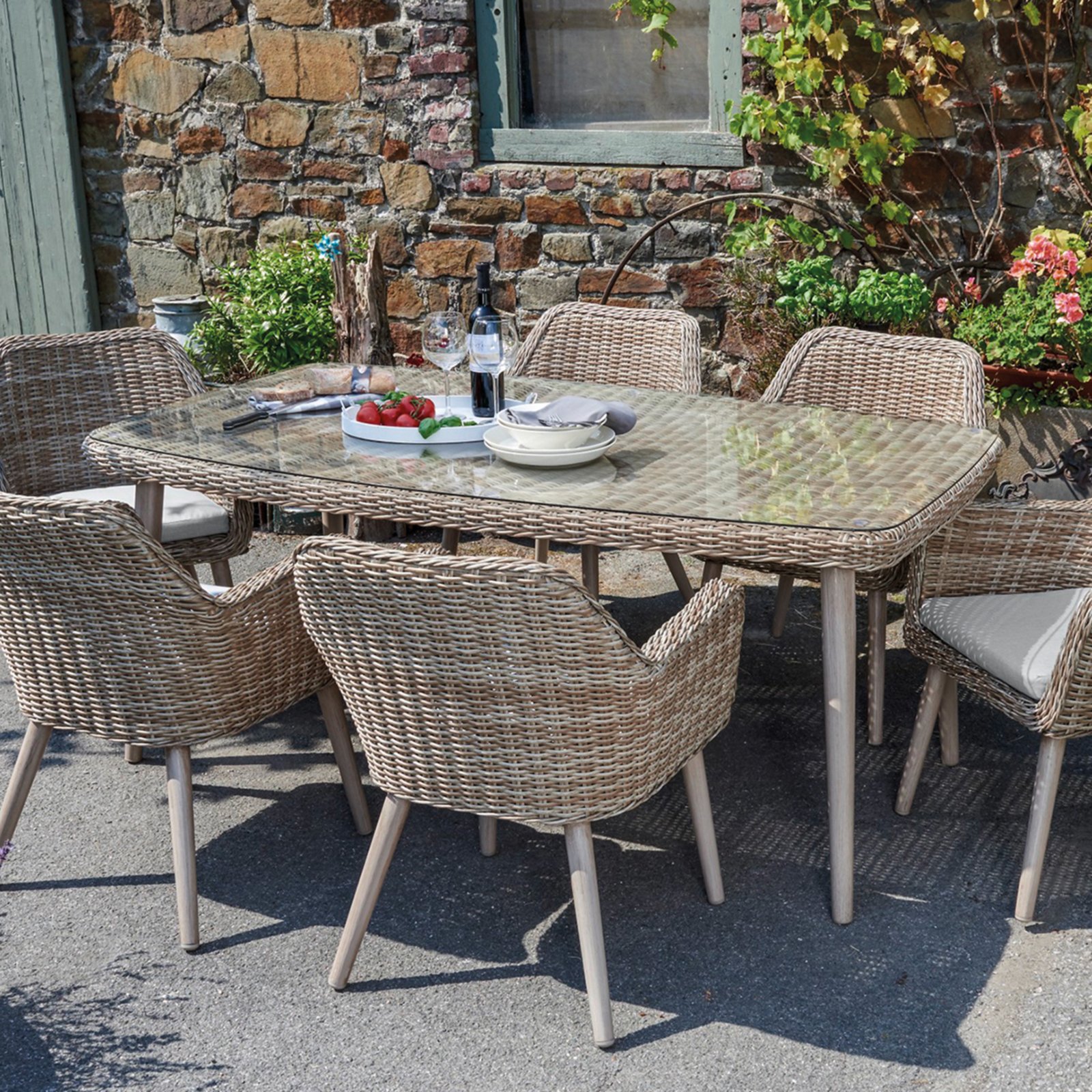 Gartentisch MALLORCA - Holzoptik - Polyrattan
